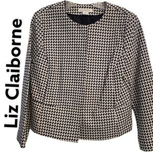 Liz Claiborne Black & White Houndstooth Cotton Jacket M